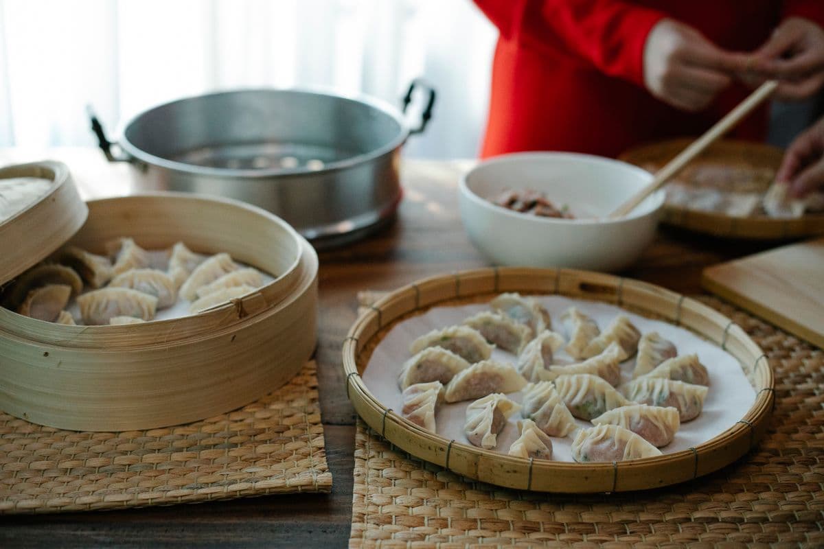 Folding dumplings at home